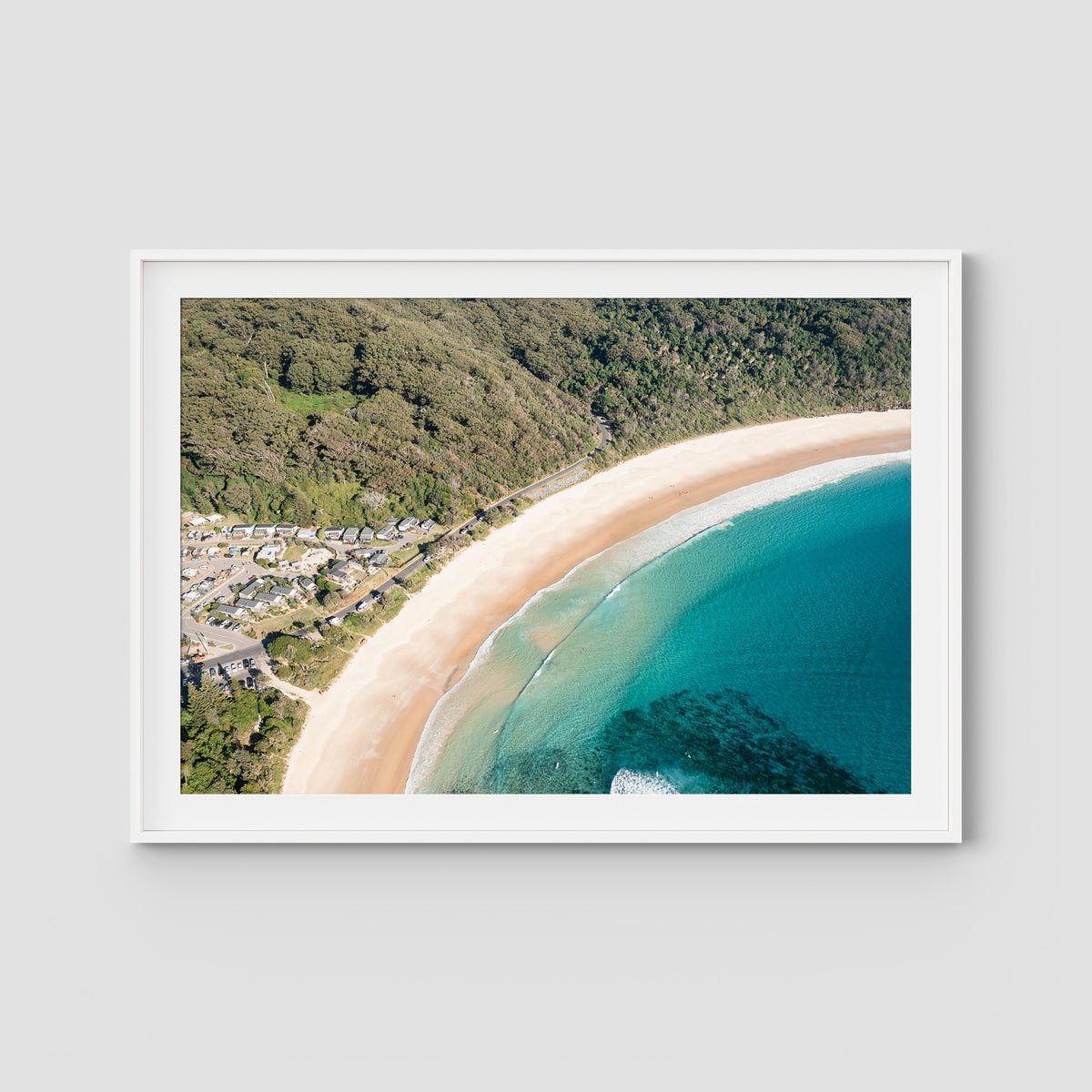 Number One Beach ii - Seal Rocks - Art Print - Traditional Frame - White - Landscape