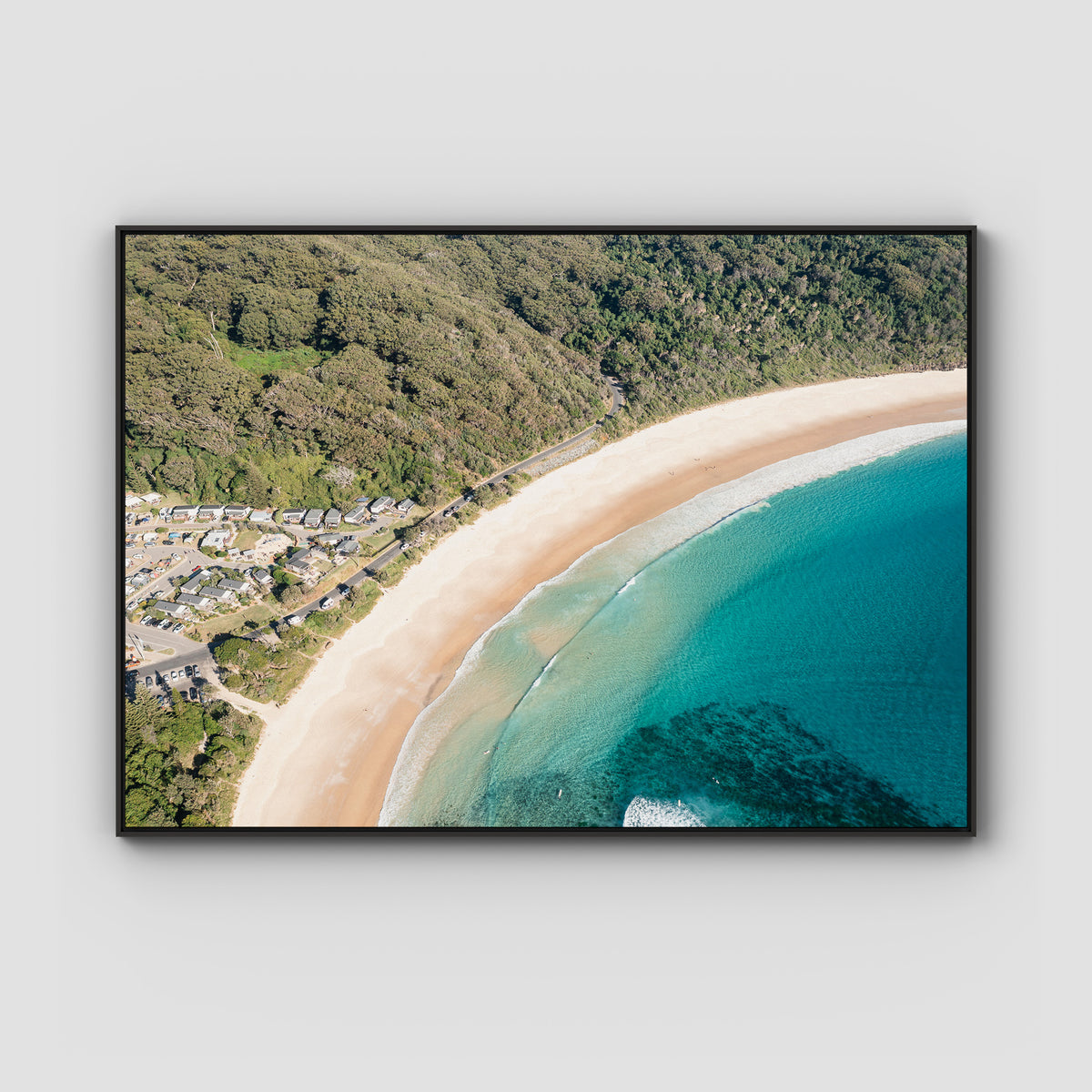 Number One Beach ii - Seal Rocks - Art Print - Float Frame Canvas - Black - Landscape