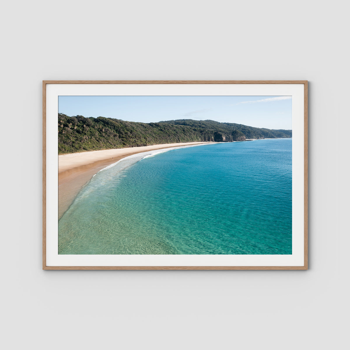 Number One Beach iii - Seal Rocks - Art Print - Traditional Frame - Raw Oak - Landscape