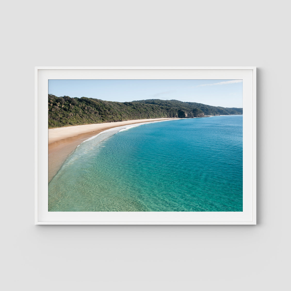 Number One Beach iii - Seal Rocks - Art Print - Traditional Frame - White - Landscape