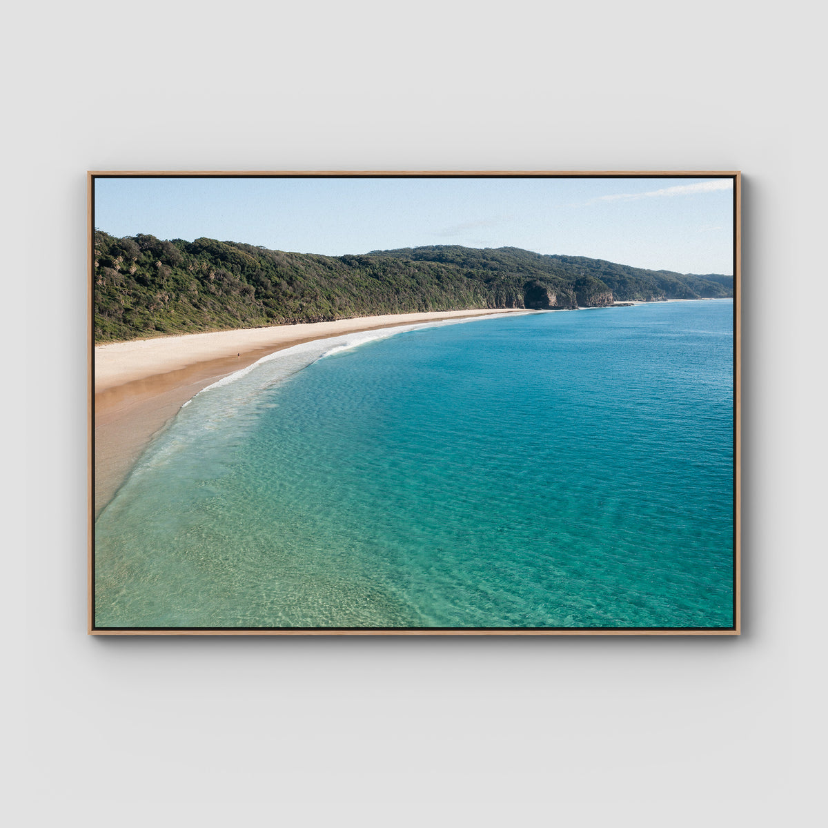 Number One Beach iii - Seal Rocks - Art Print - Float Frame Canvas - Raw Oak - Landscape
