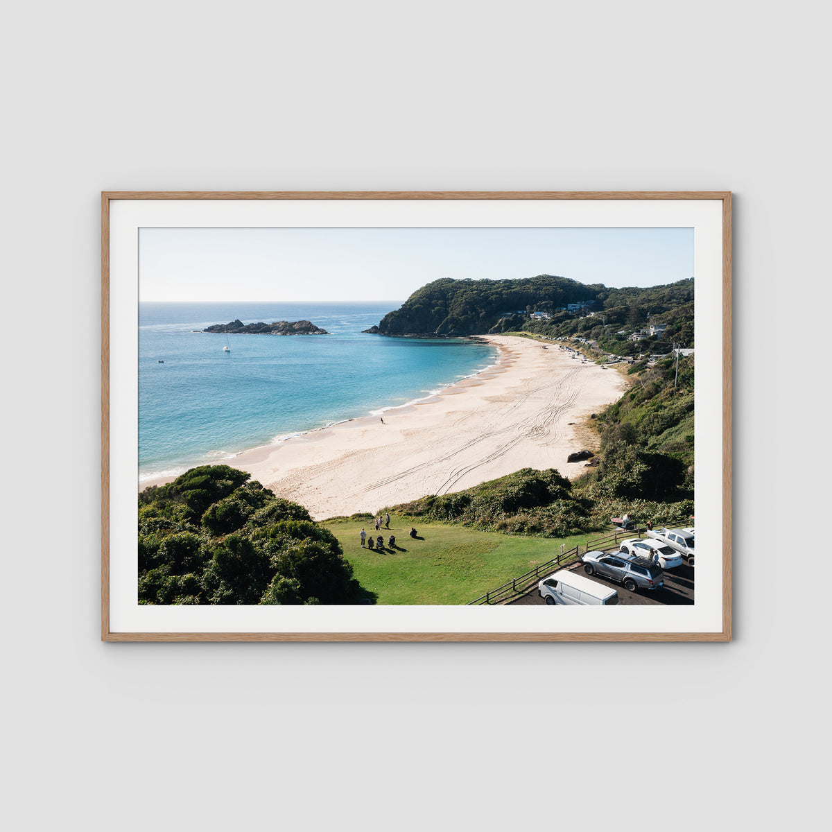 Boat Beach Lookout - Seal Rocks - Art Print - Traditional Frame - Raw Oak - Landscape