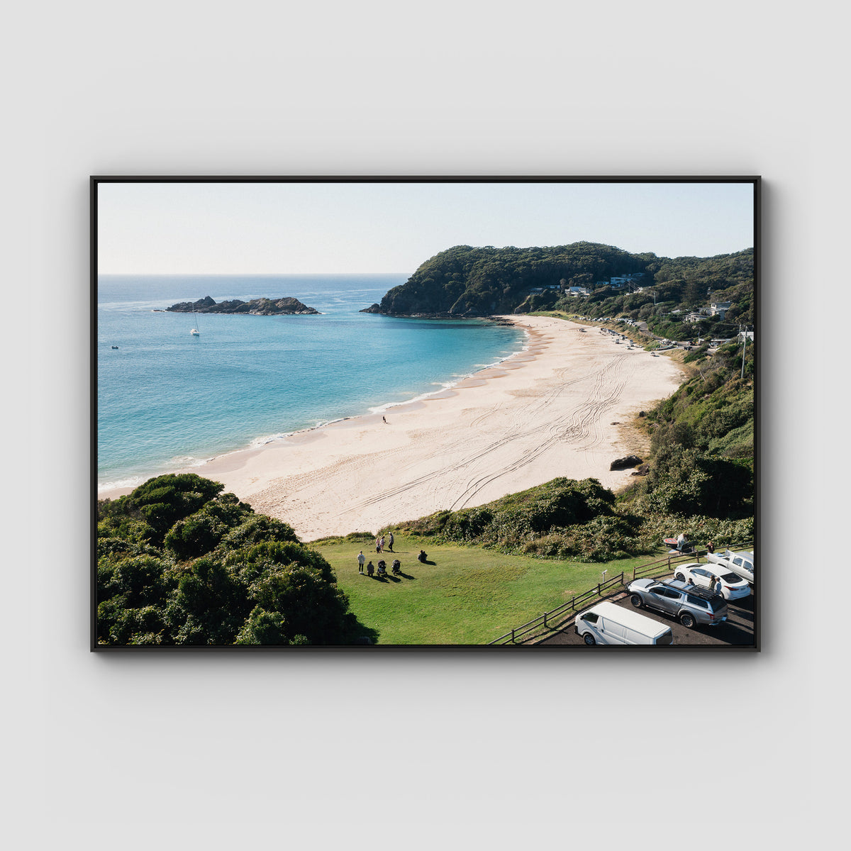 Boat Beach Lookout - Seal Rocks - Art Print - Float Frame Canvas - Black - Landscape