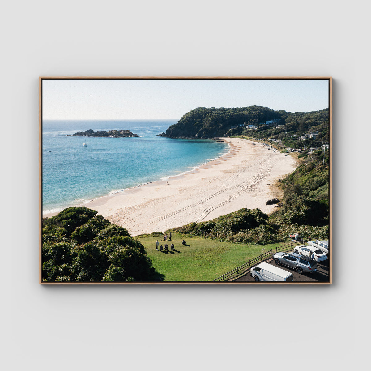 Boat Beach Lookout - Seal Rocks - Art Print - Float Frame Canvas - Raw Oak - Landscape