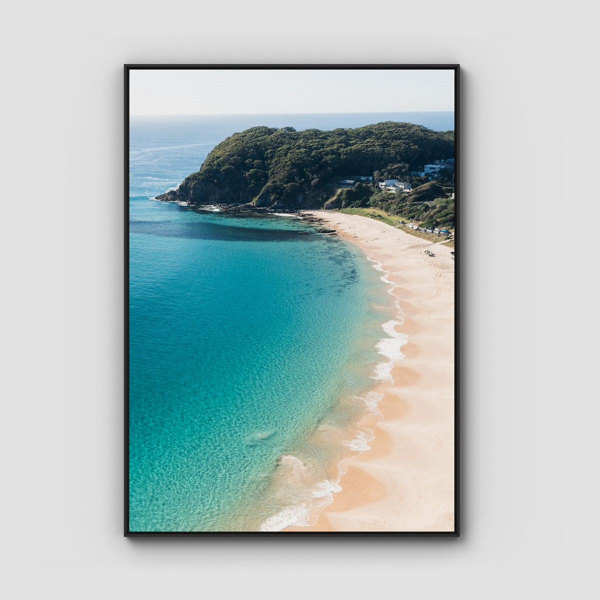 Boat Beach - Seal Rocks - Art Print - Float Frame Canvas - Black - Portrait