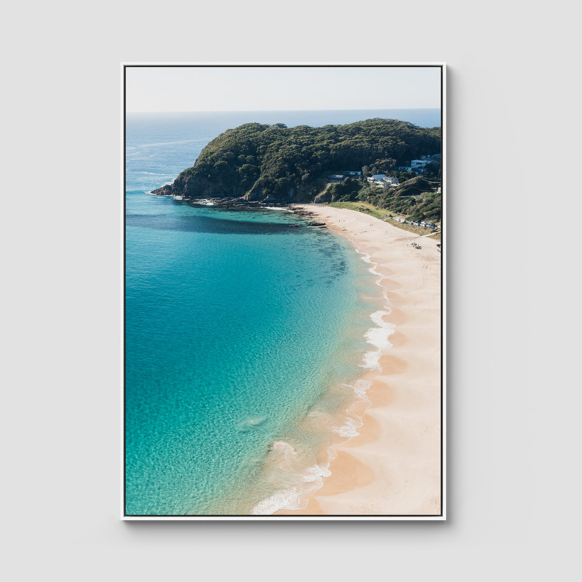 Boat Beach - Seal Rocks - Art Print - Float Frame Canvas - White - Portrait