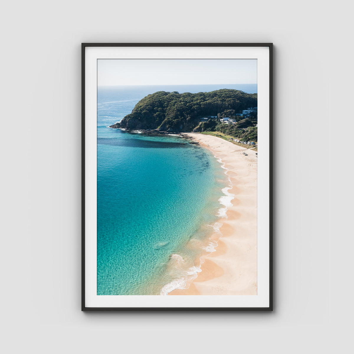 Boat Beach - Seal Rocks - Art Print - Traditional Frame - Black - Portrait