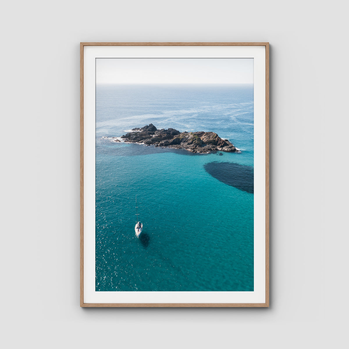 Yacht Days - Seal Rocks - Art Print - Traditional Frame - Raw Oak - Portrait