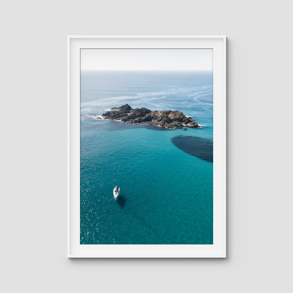 Yacht Days - Seal Rocks - Art Print - Traditional Frame - White - Portrait