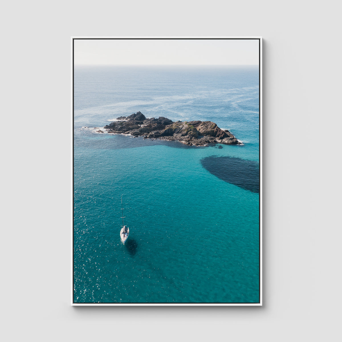 Yacht Days - Seal Rocks - Art Print - Float Frame Canvas - White - Portrait
