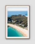 Lighthouse Aerial - Seal Rocks - Art Print - Traditional Frame - Raw Oak - Portrait