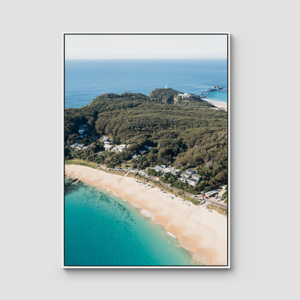 Lighthouse Aerial - Seal Rocks - Art Print - Float Frame Canvas - White - Portrait