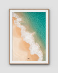 Boat Beach Top Down ii - Seal Rocks - Art Print - Traditional Frame - Raw Oak - Portrait