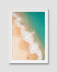 Boat Beach Top Down ii - Seal Rocks - Art Print - Traditional Frame - White - Portrait