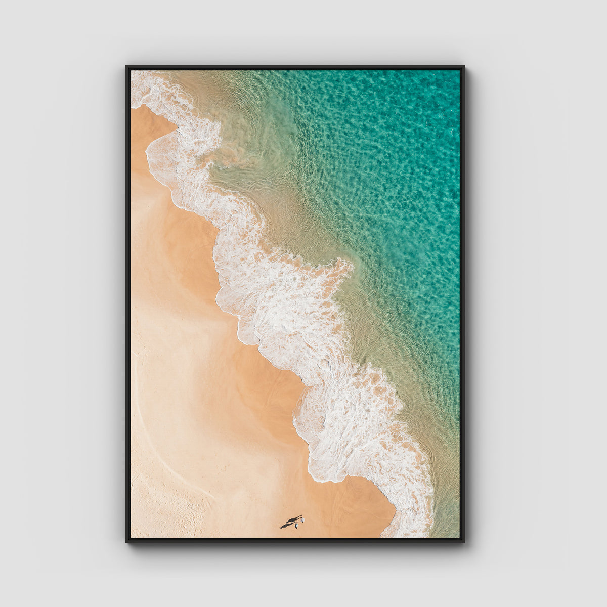 Boat Beach Top Down ii - Seal Rocks - Art Print - Float Frame Canvas - Black - Portrait