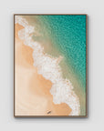 Boat Beach Top Down ii - Seal Rocks - Art Print - Float Frame Canvas - Raw Oak - Portrait
