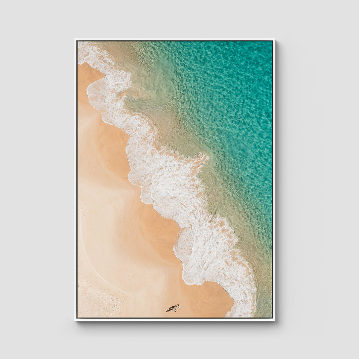 Boat Beach Top Down ii - Seal Rocks - Art Print - Float Frame Canvas - White - Portrait