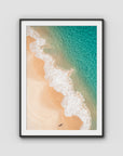 Boat Beach Top Down ii - Seal Rocks - Art Print - Traditional Frame - Black - Portrait