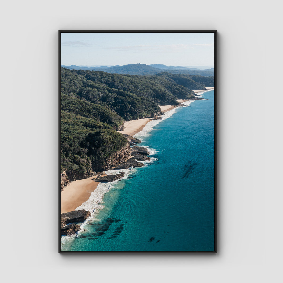 Number One Beach Coastline - Seal Rocks - Art Print - Float Frame Canvas - Black - Portrait