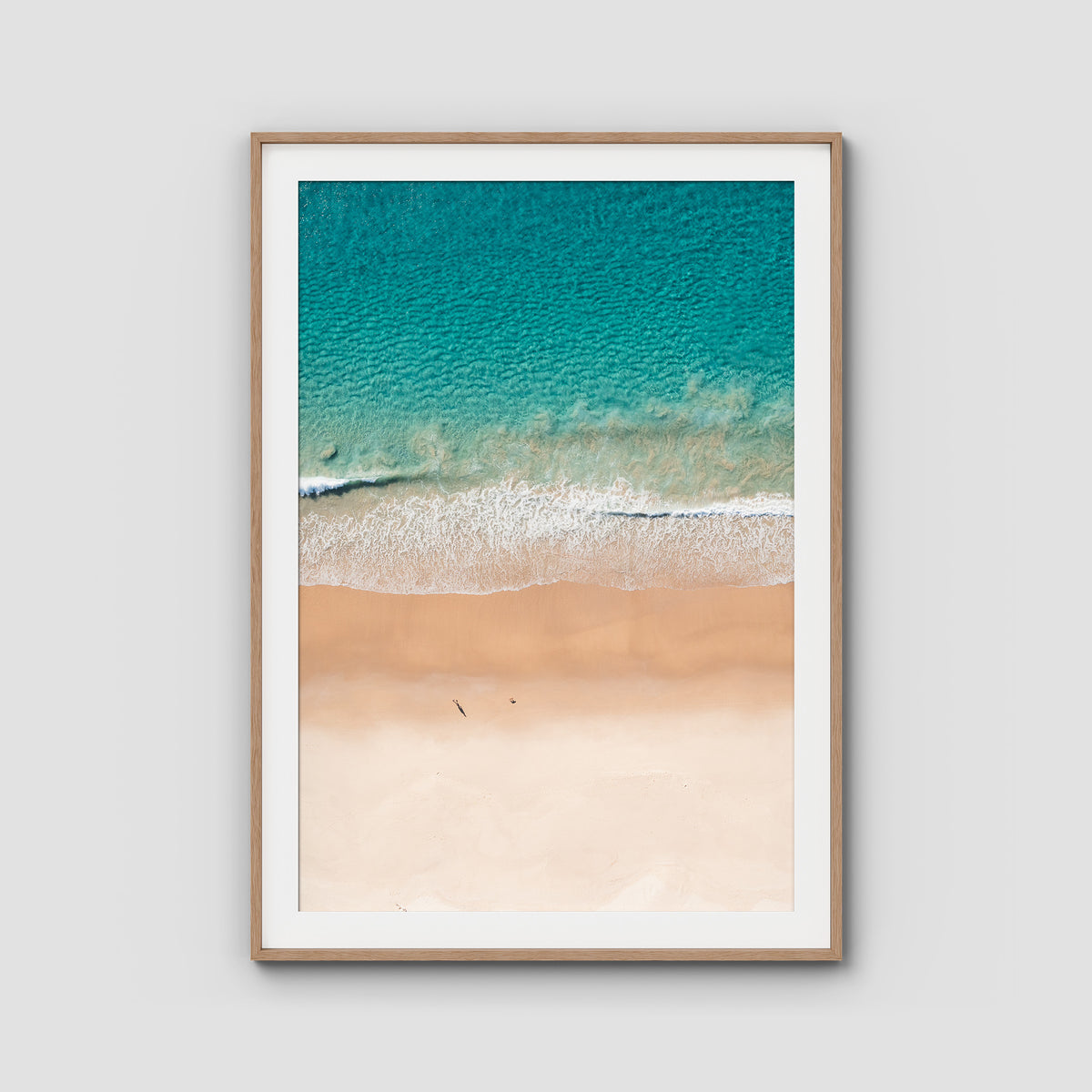 Number One Beach Top Down - Seal Rocks - Art Print - Traditional Frame - Raw Oak - Portrait