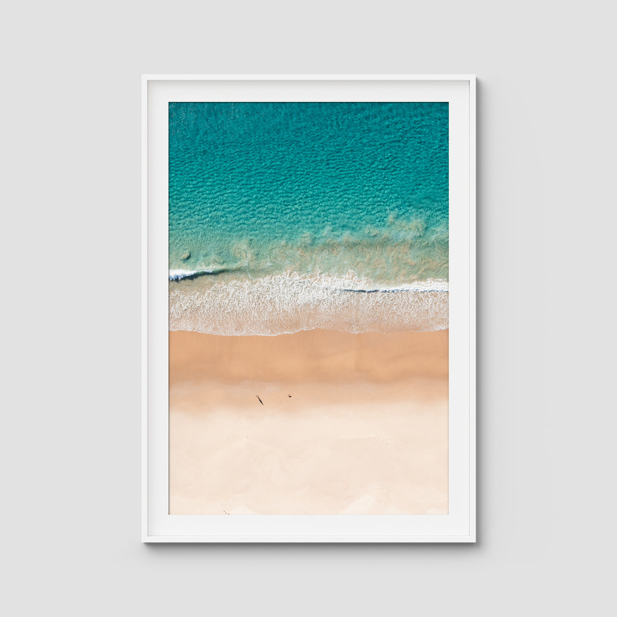 Number One Beach Top Down - Seal Rocks - Art Print - Traditional Frame - White - Portrait