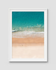 Number One Beach Top Down - Seal Rocks - Art Print - Traditional Frame - White - Portrait