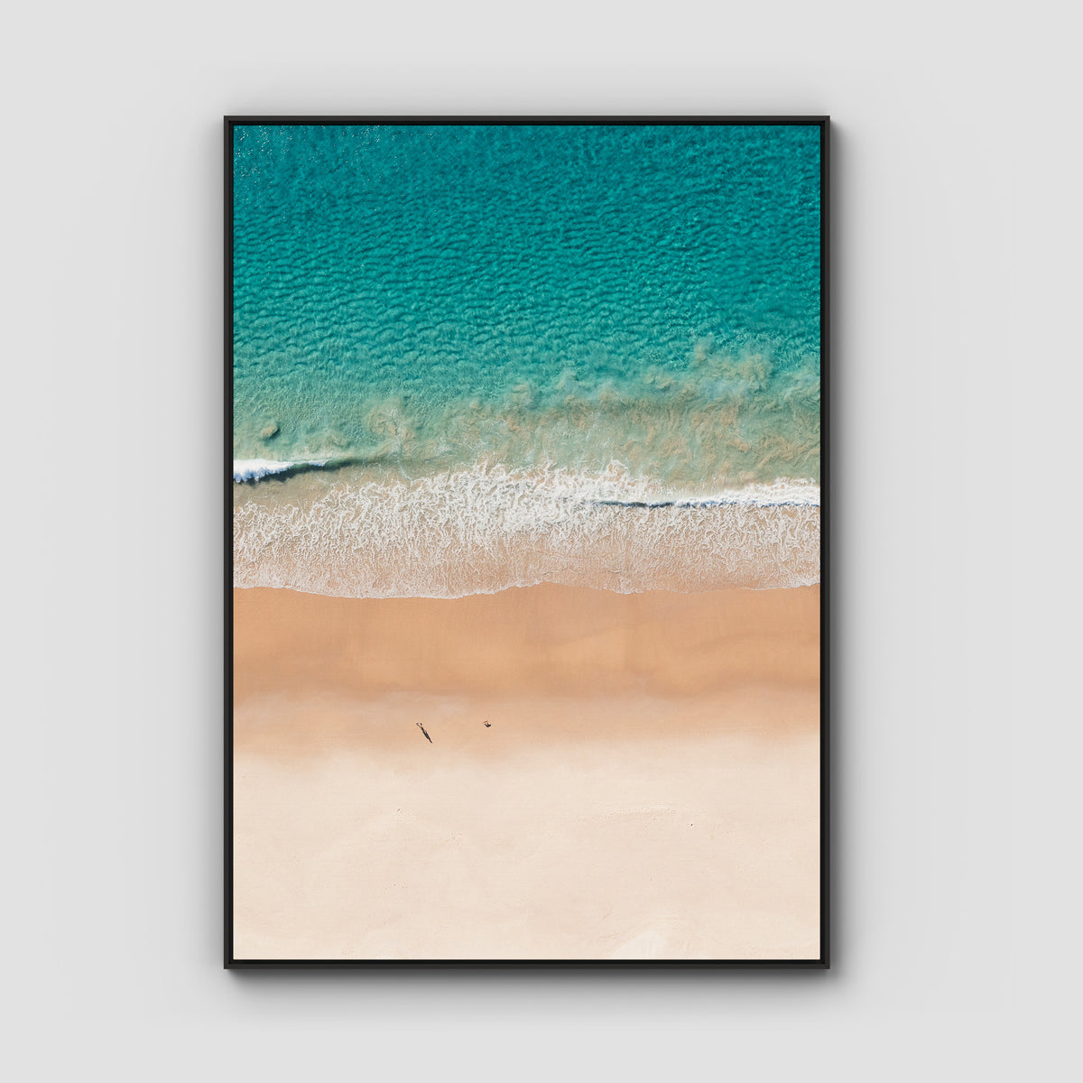 Number One Beach Top Down - Seal Rocks - Art Print - Float Frame Canvas - Black - Portrait