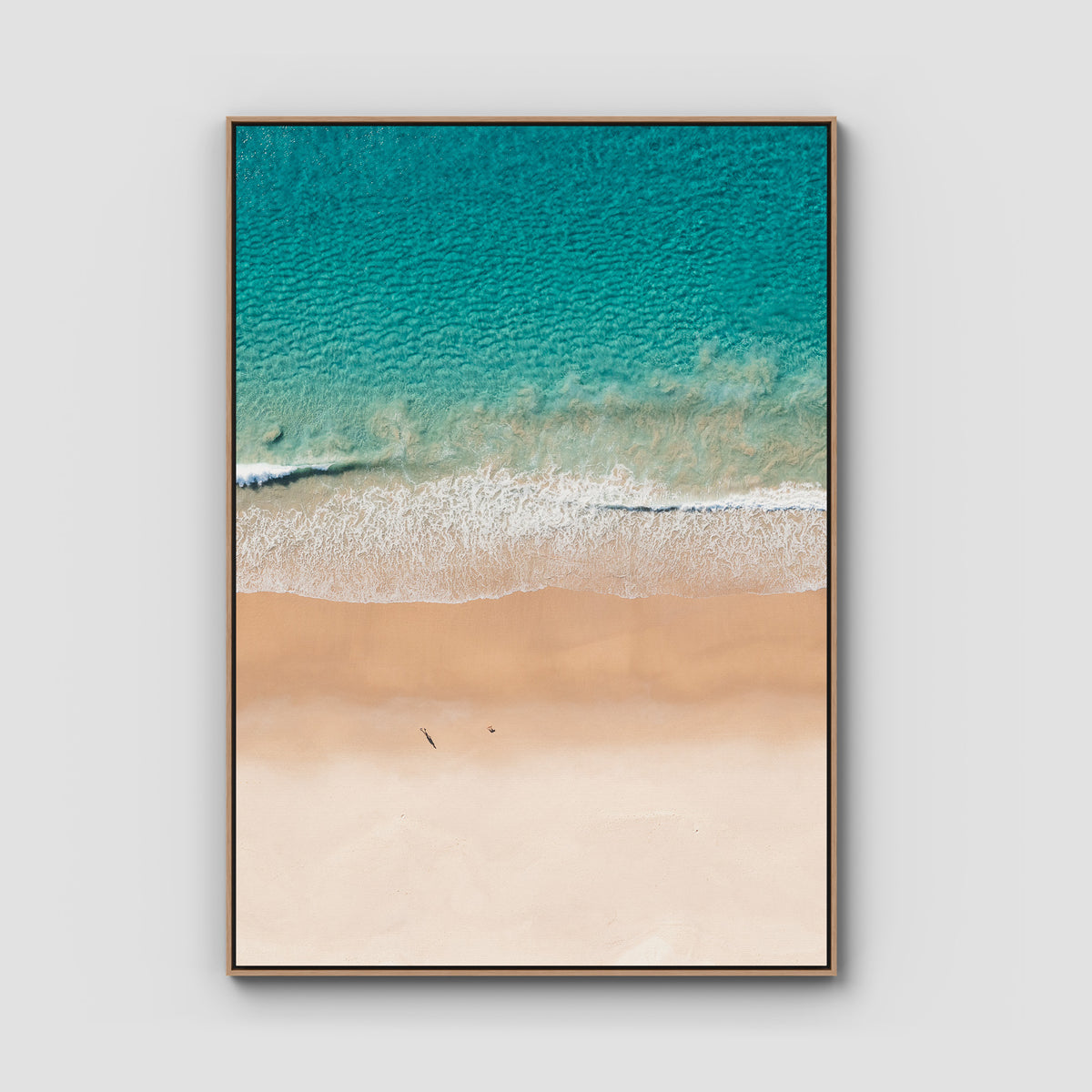 Number One Beach Top Down - Seal Rocks - Art Print - Float Frame Canvas - Raw Oak - Portrait