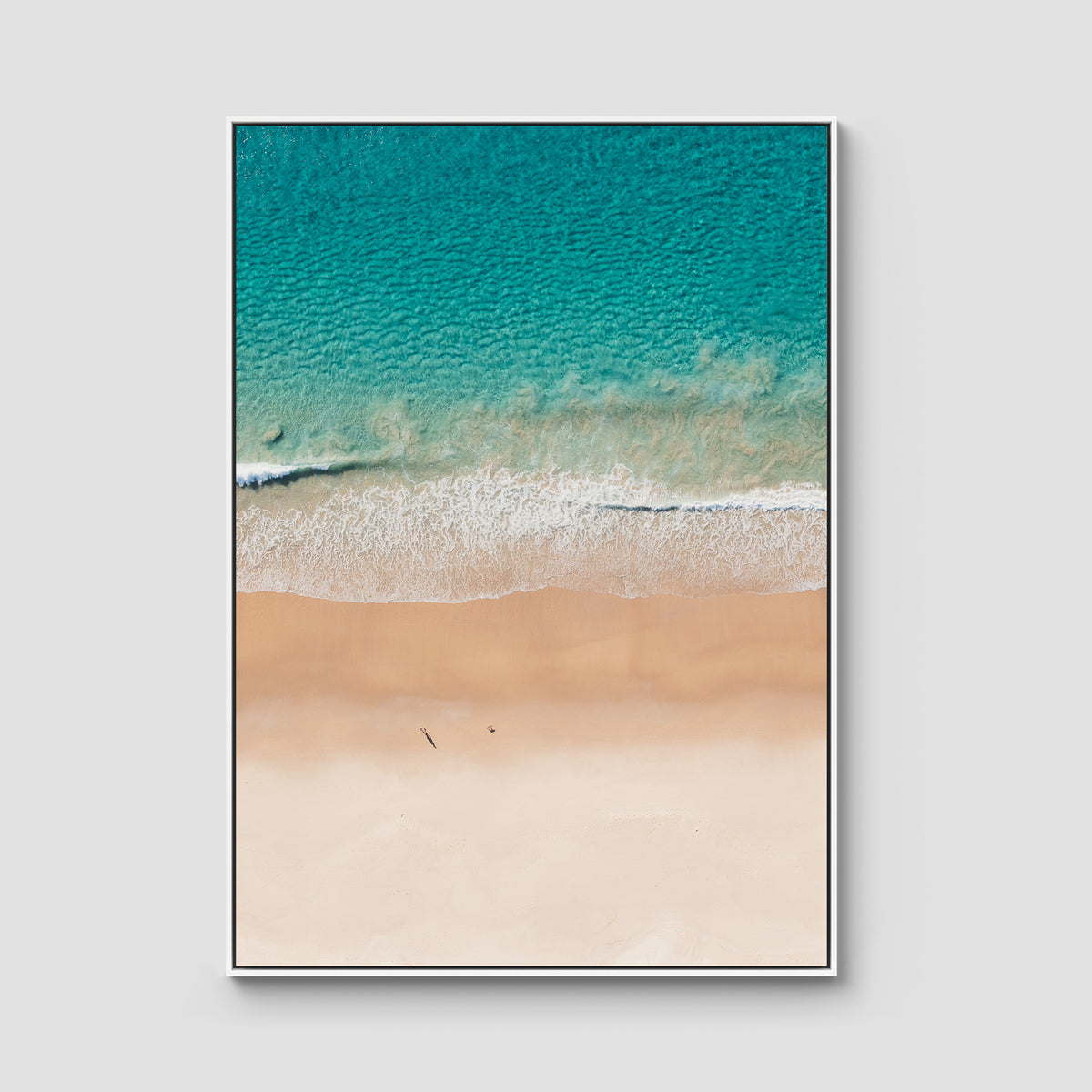 Number One Beach Top Down - Seal Rocks - Art Print - Float Frame Canvas - White - Portrait
