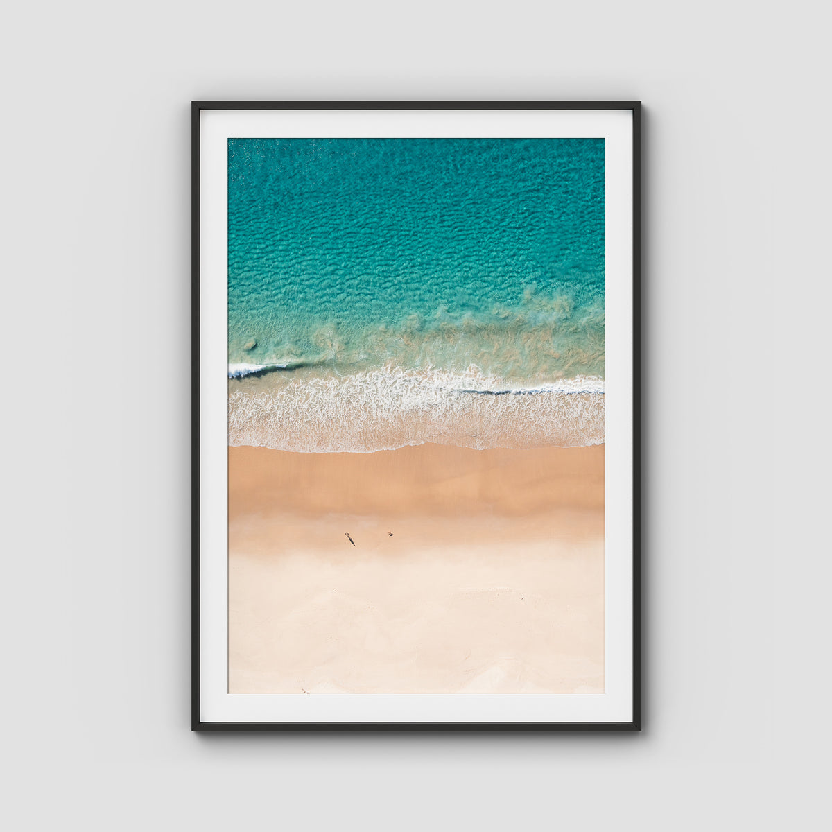 Number One Beach Top Down - Seal Rocks - Art Print - Traditional Frame - Black - Portrait