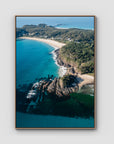 Seal Rocks High Aerial ii - Art Print - Float Frame Canvas - Raw Oak - Portrait