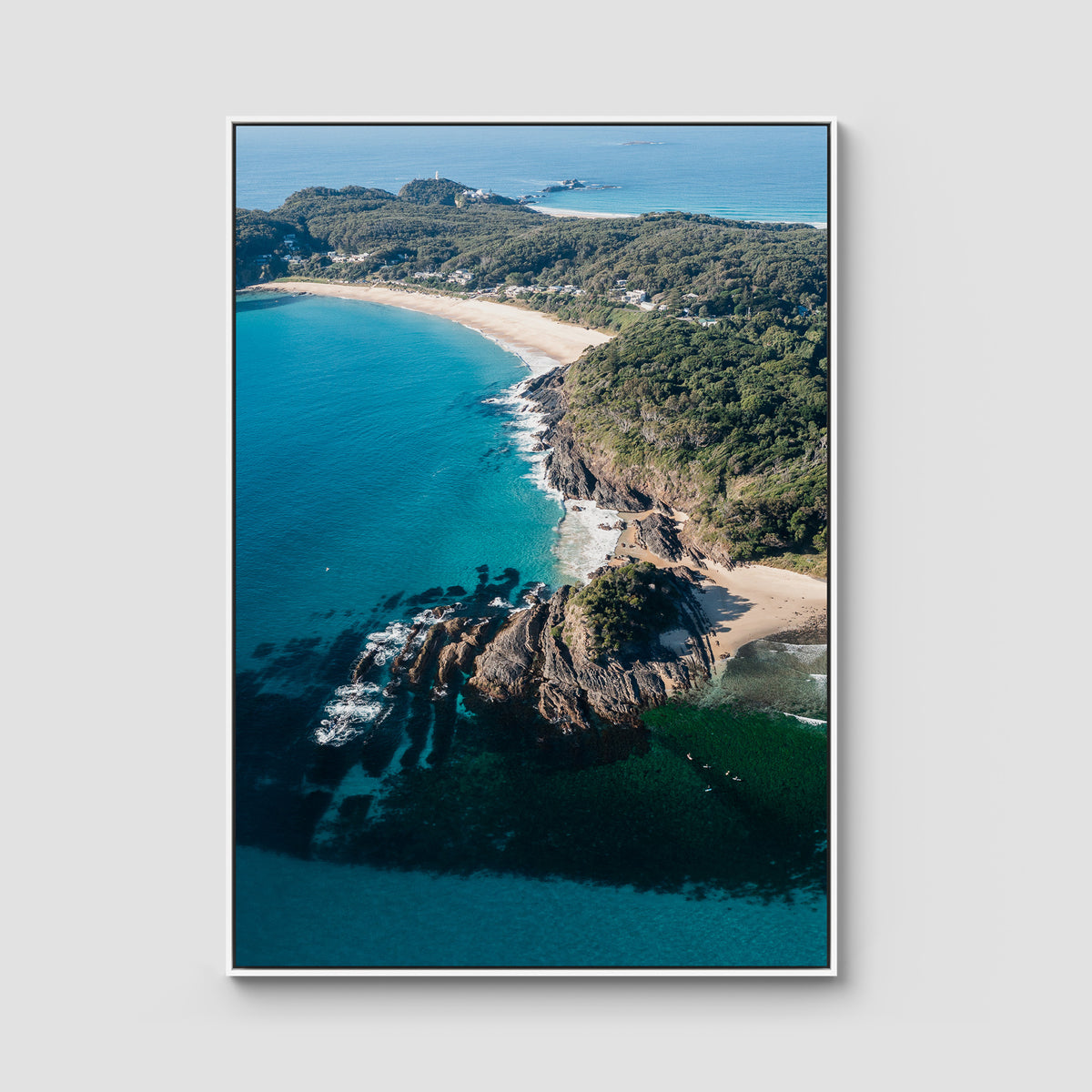 Seal Rocks High Aerial ii - Art Print - Float Frame Canvas - White - Portrait