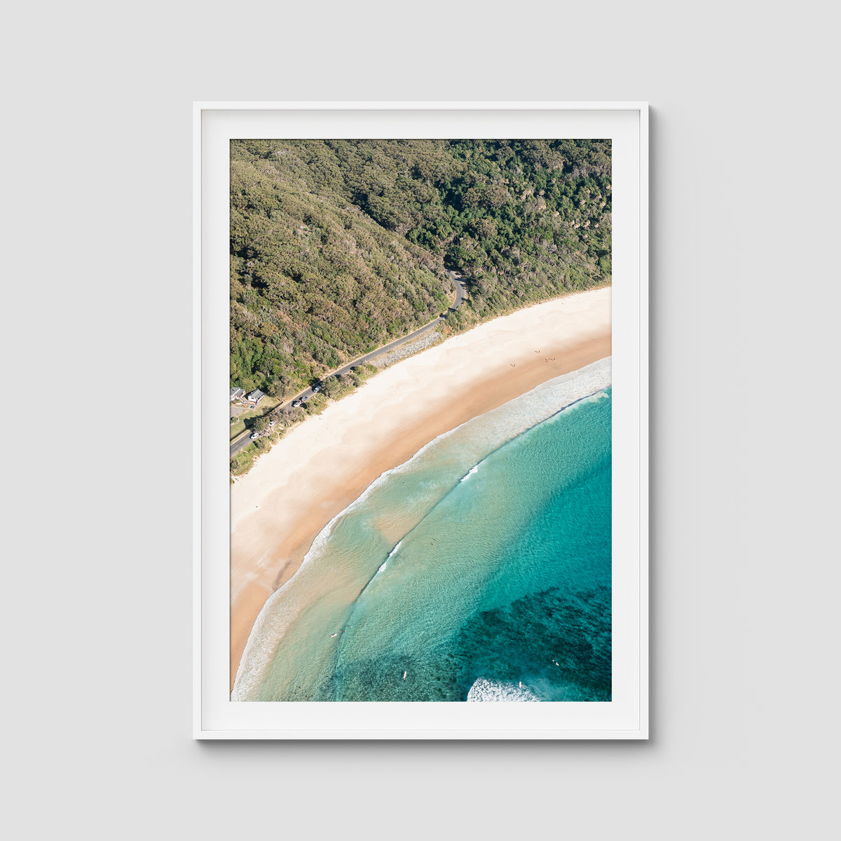Number One Beach ii - Seal Rocks - Art Print - Traditional Frame - White - Portrait