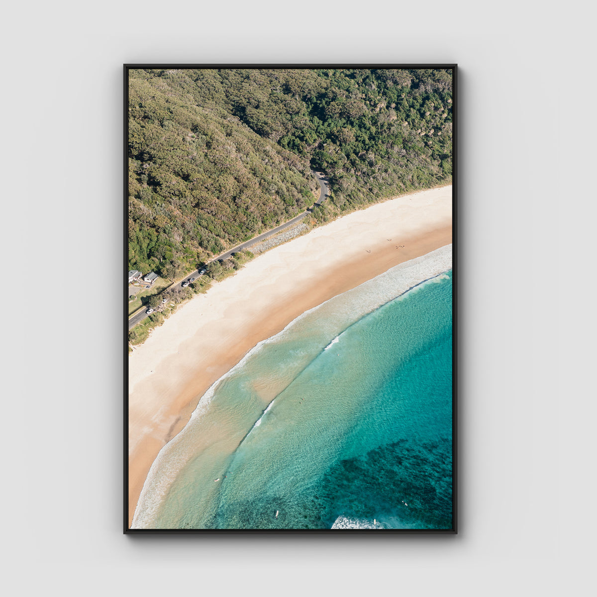 Number One Beach ii - Seal Rocks - Art Print - Float Frame Canvas - Black - Portrait