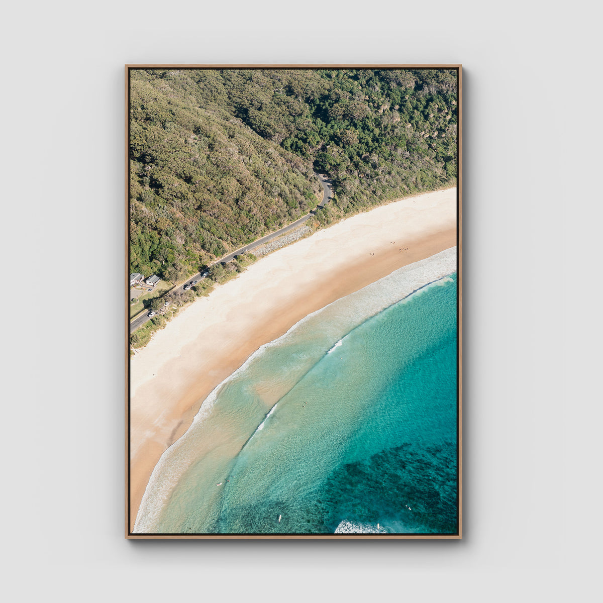 Number One Beach ii - Seal Rocks - Art Print - Float Frame Canvas - Raw Oak - Portrait