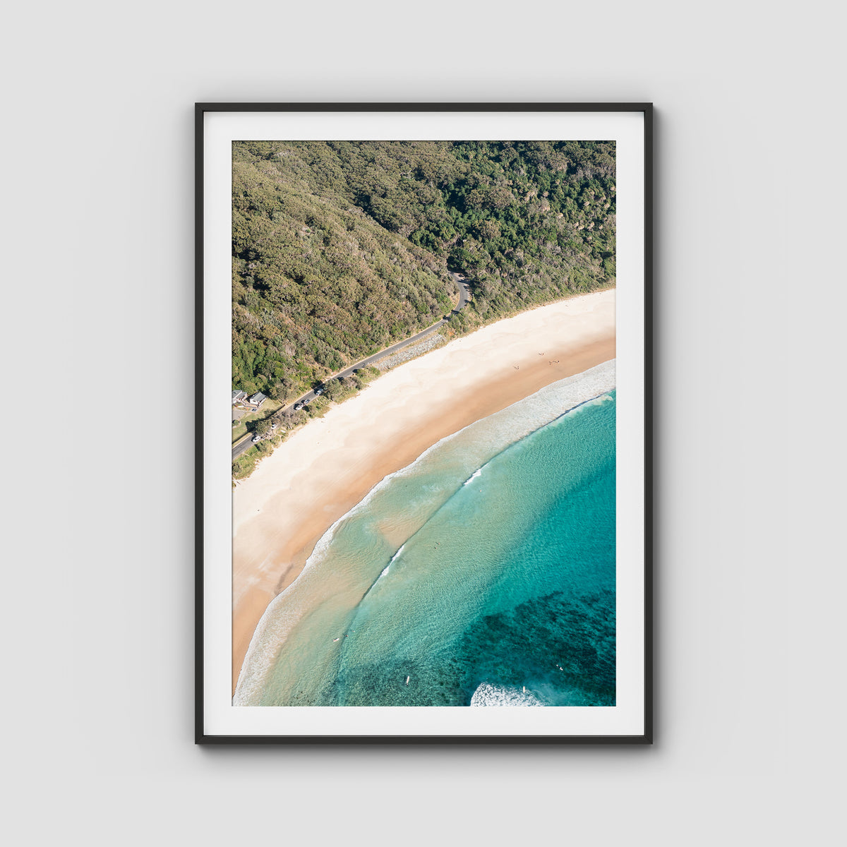 Number One Beach ii - Seal Rocks - Art Print - Traditional Frame - Black - Portrait