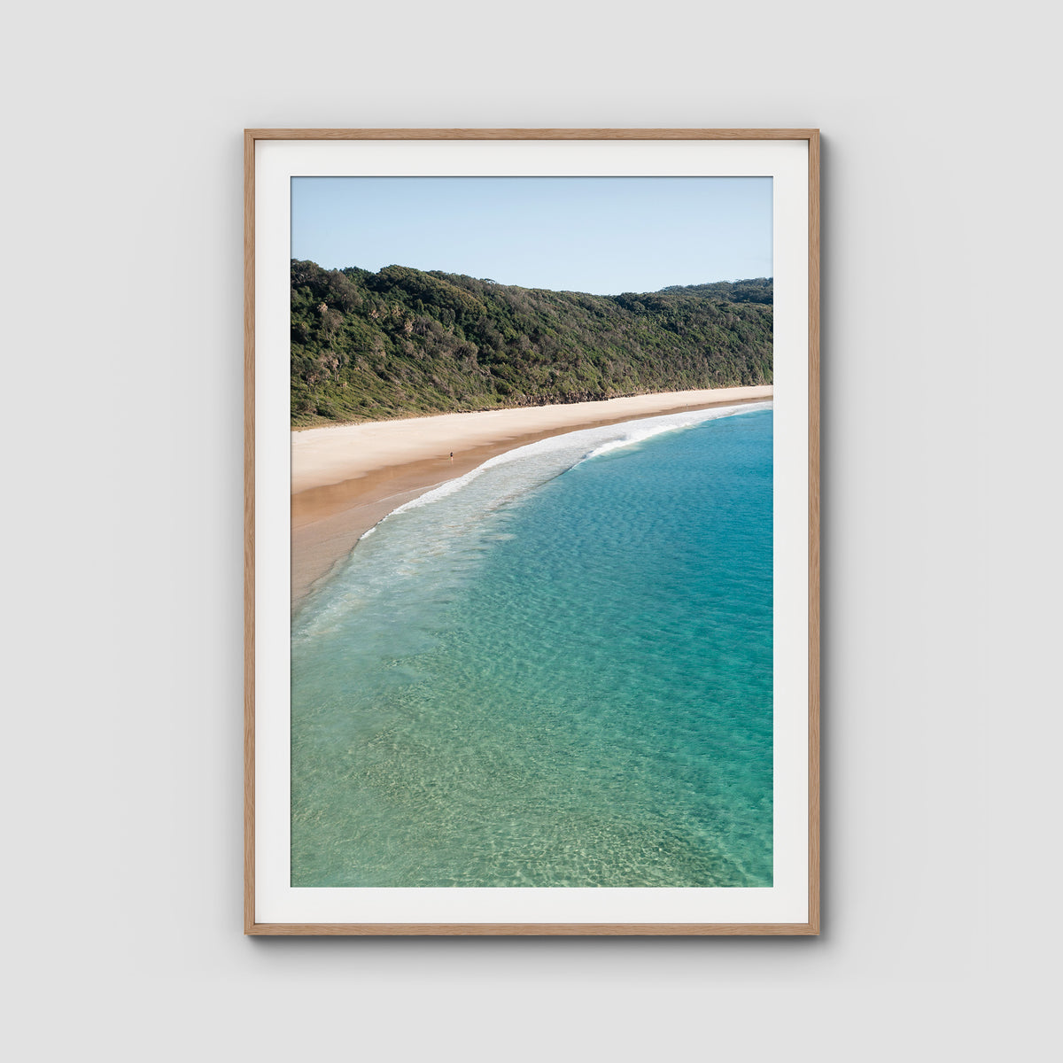 Number One Beach iii - Seal Rocks - Art Print - Traditional Frame - Raw Oak - Portrait