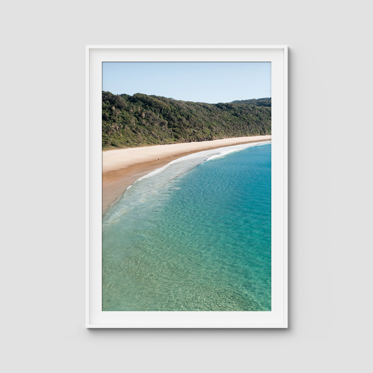Number One Beach iii - Seal Rocks - Art Print - Traditional Frame - White - Portrait