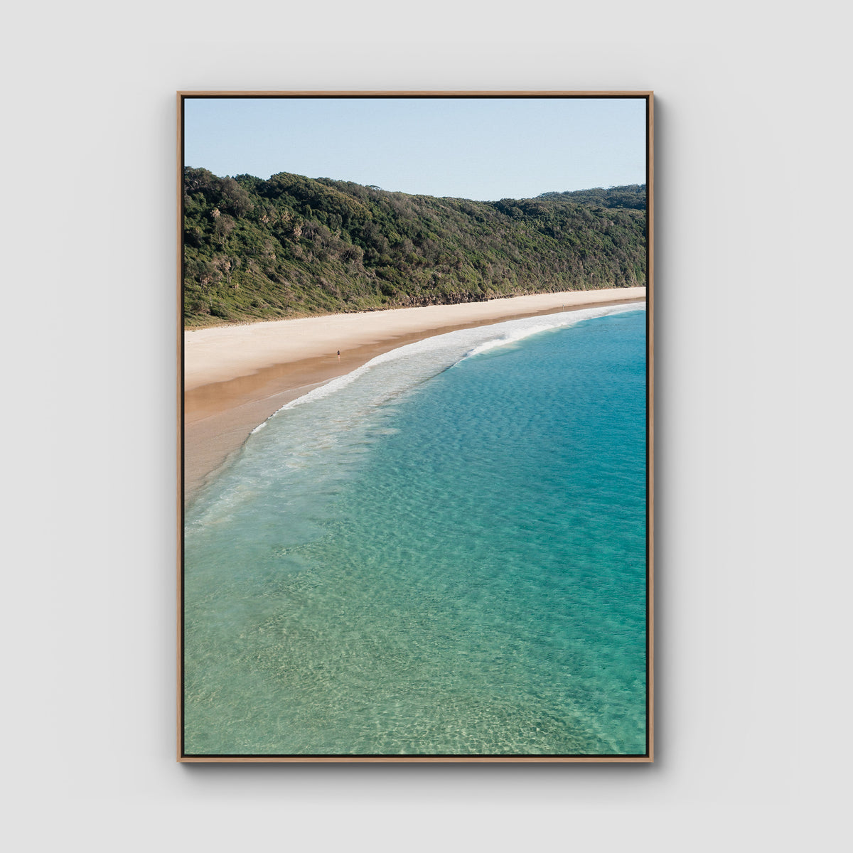 Number One Beach iii - Seal Rocks - Art Print - Float Frame Canvas - Raw Oak - Portrait