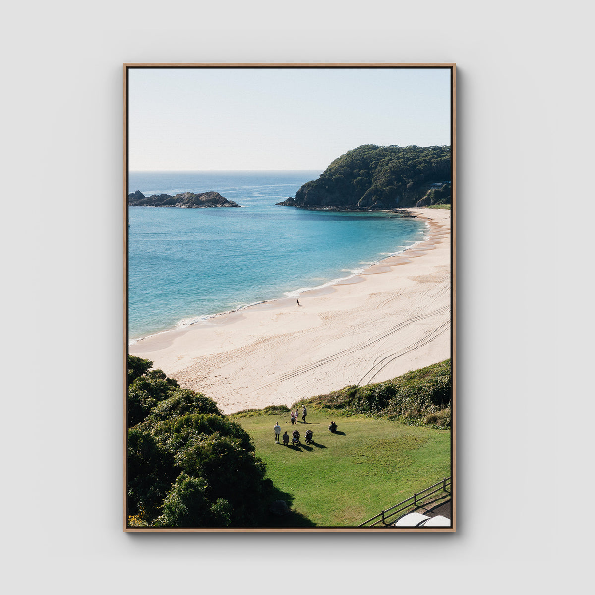 Boat Beach Lookout - Seal Rocks - Art Print - Float Frame Canvas - Raw Oak - Portrait