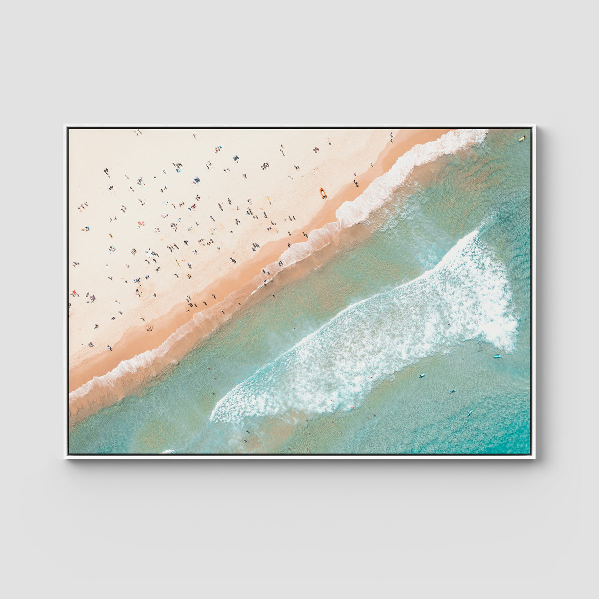 Bondi Beach Top Down - Sydney - Art Print - Float Frame Canvas - White - Landscape