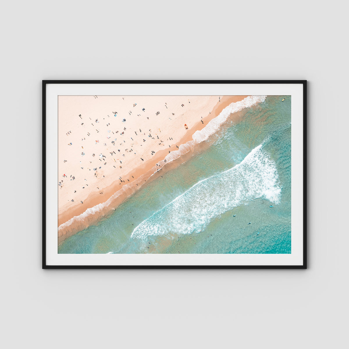 Bondi Beach Top Down - Sydney - Art Print - Traditional Frame - Black - Landscape
