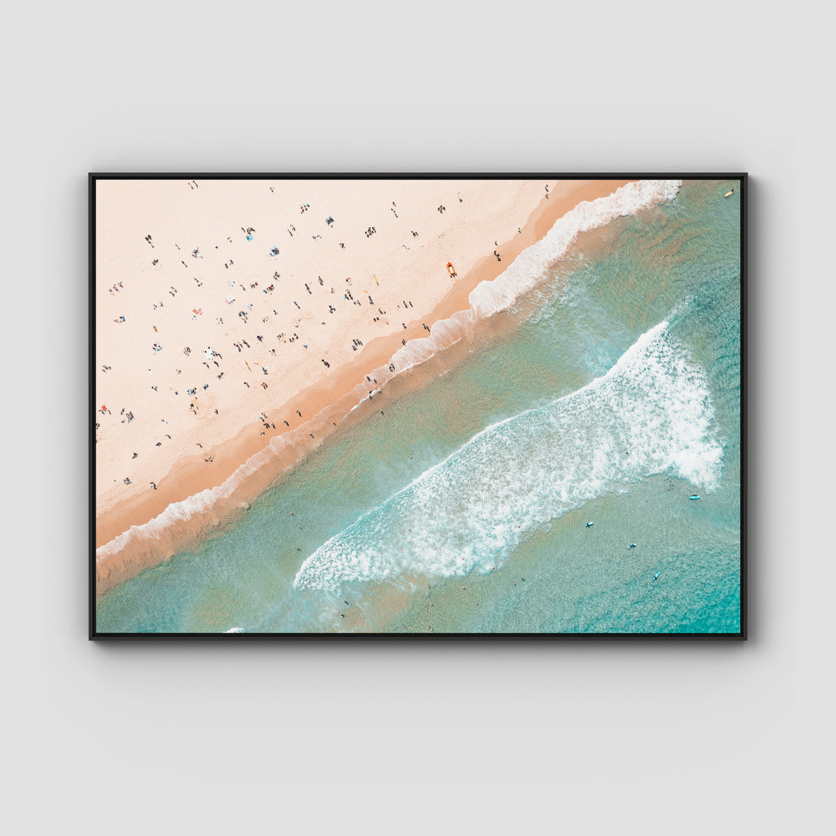 Bondi Beach Top Down - Sydney - Art Print - Float Frame Canvas - Black - Landscape