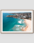 Bondi Beach High Aerial - Sydney - Art Print - Traditional Frame - Raw Oak - Landscape
