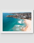 Bondi Beach High Aerial - Sydney - Art Print - Traditional Frame - White - Landscape