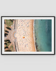 Coogee Beach Aerial – High Altitude Ocean Print - Traditional Frame - Black - Landscape
