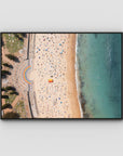Coogee Beach Aerial – High Altitude Ocean Print - Float Frame Canvas - Black - Landscape