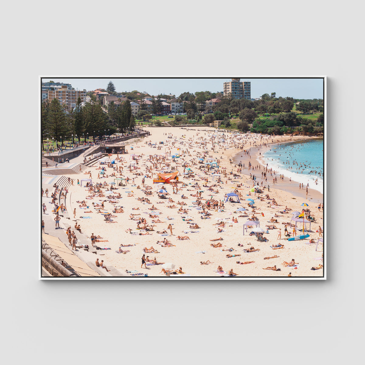 Coogee Beach – Summer in Motion Aerial Print - Float Frame Canvas - White - Landscape