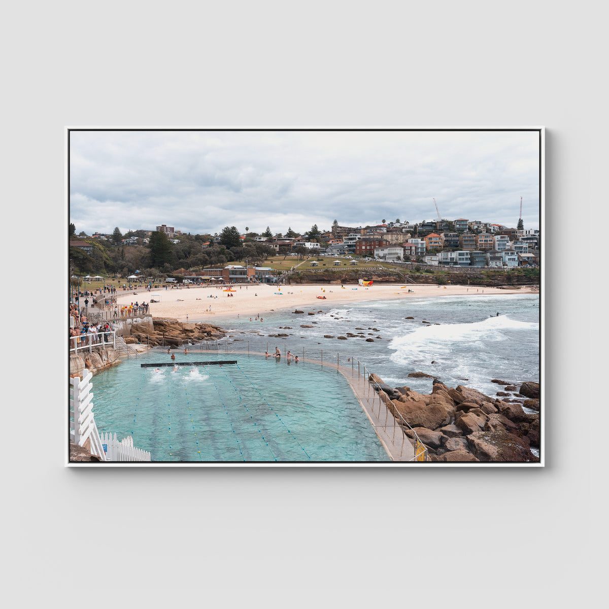 Bronte Baths - Sydney - Art Print - Float Frame Canvas - White - Landscape