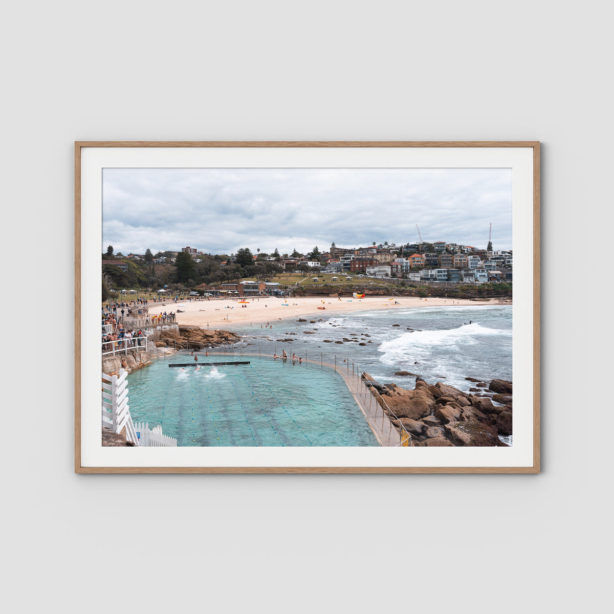 Bronte Baths - Sydney - Art Print - Traditional Frame - Raw Oak - Landscape